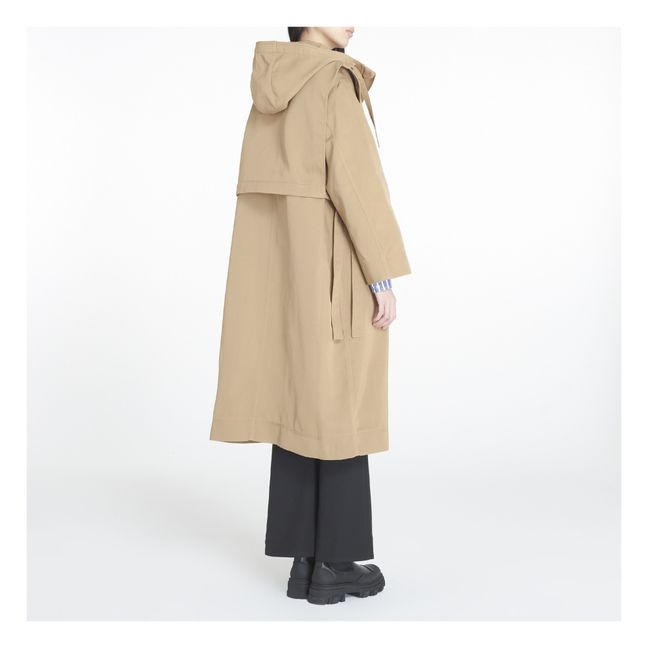 Oversized Hooded Coat | Camel