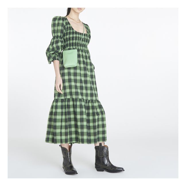 Checked Organic Cotton Smock Dress | Verde