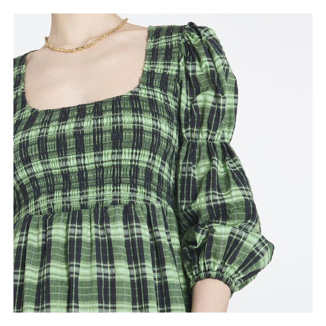 Checked Organic Cotton Smock Dress | Verde
