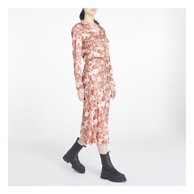 Crinkled Satin Skirt | Terracotta