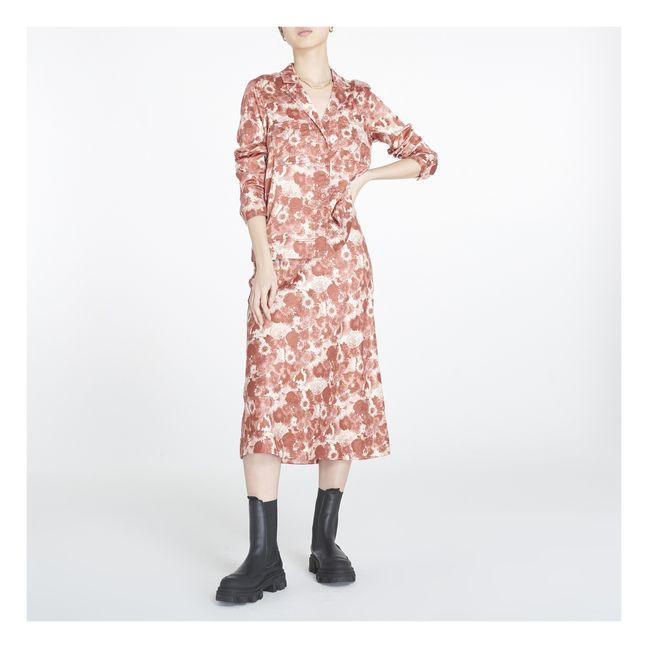 Crumpled Satin Shirt | Terracotta