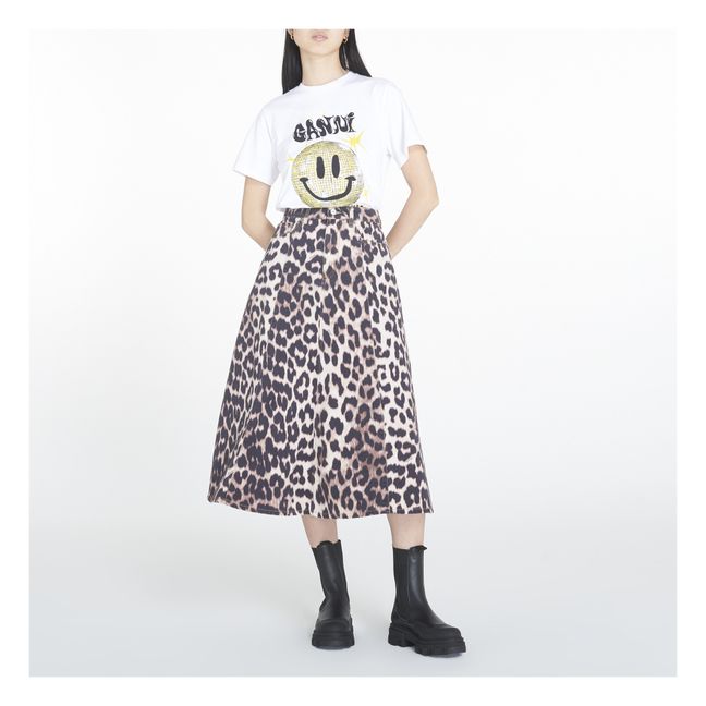Gonna in denim con stampa in cotone organico | Leopardo