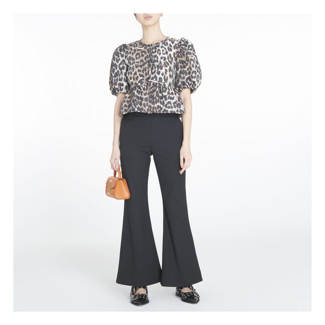 Bluse 3D Peplum Jacquard | Leopard