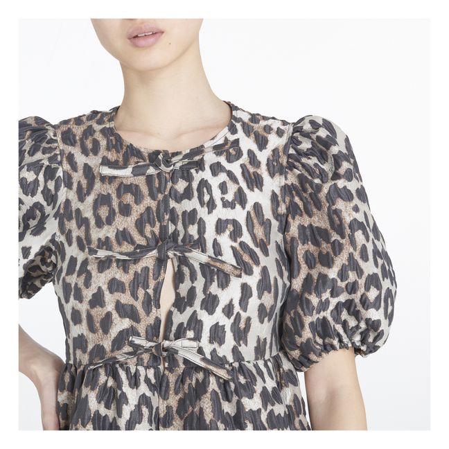 Blusa de jacquard con peplum 3D | Leopardo