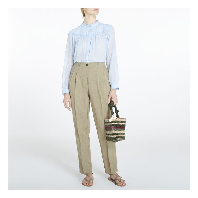 Pantalon Carotte Coton et Lin | Taupe