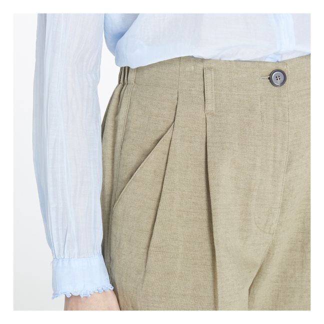 Pantalones de algodón y lino Carotte | Topo