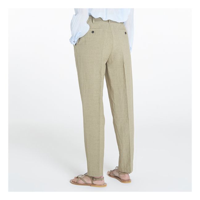 Pantalon Carotte Coton et Lin | Taupe