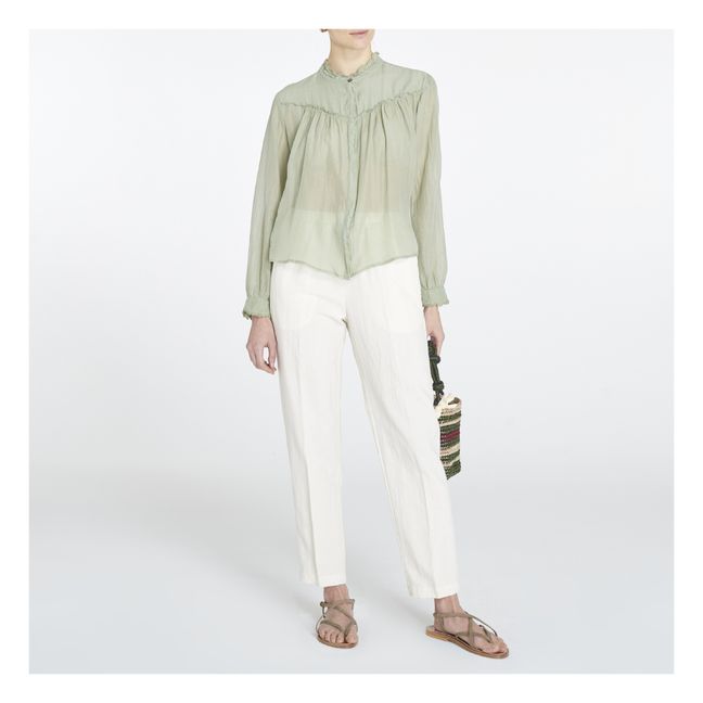 Pantaloni elasticizzati in cotone e lino | Bianco
