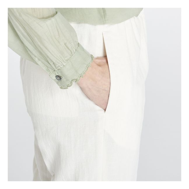 Pantalon Elastiqué Coton et Lin | Blanc