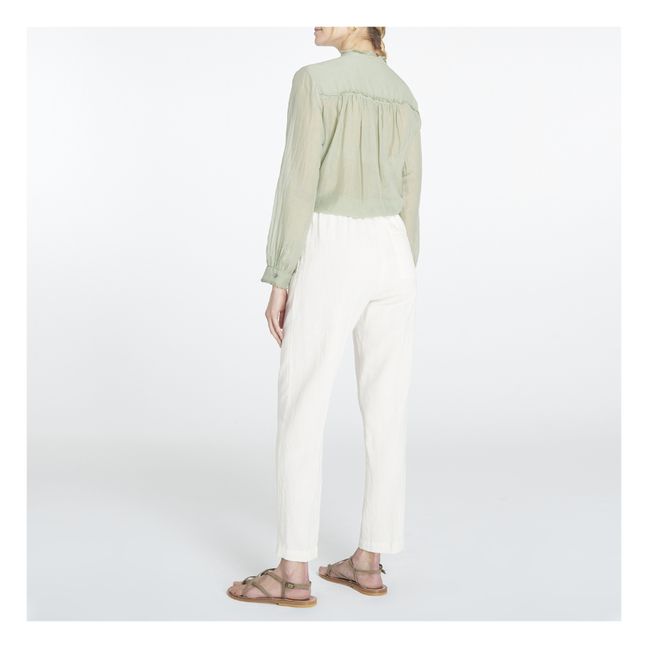 Stretchy Cotton and Linen Trousers | White