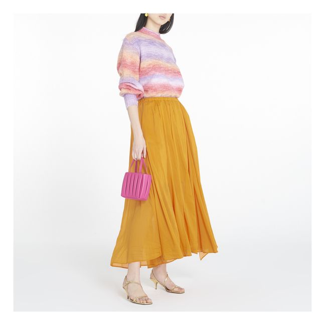 Cotton Voile & Silk Elasticated Skirt | Naranja