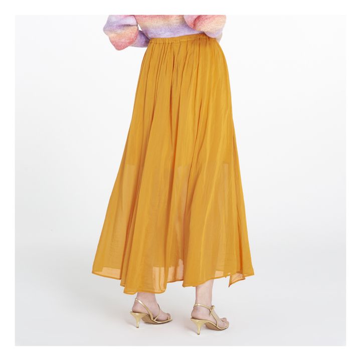 Cotton Voile & Silk Elasticated Skirt | Naranja- Imagen del producto n°3