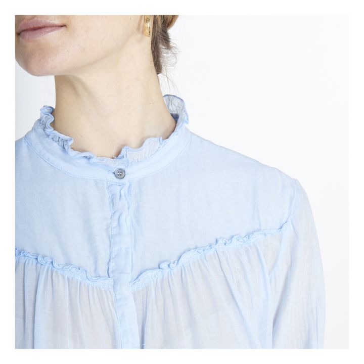 Cotton Muslin and Silk Blouse | Azul- Imagen del producto n°2