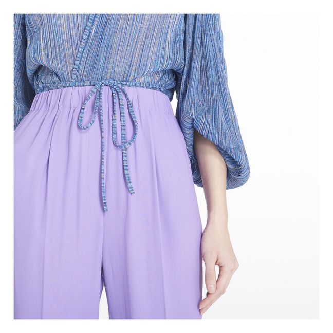 Georgette Double Elastic Trousers | Purple