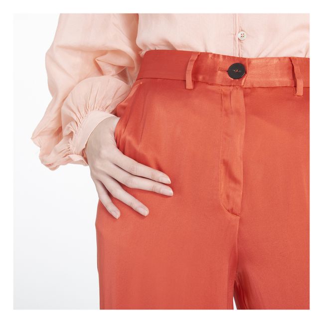 Silk Satin Trousers | Orange
