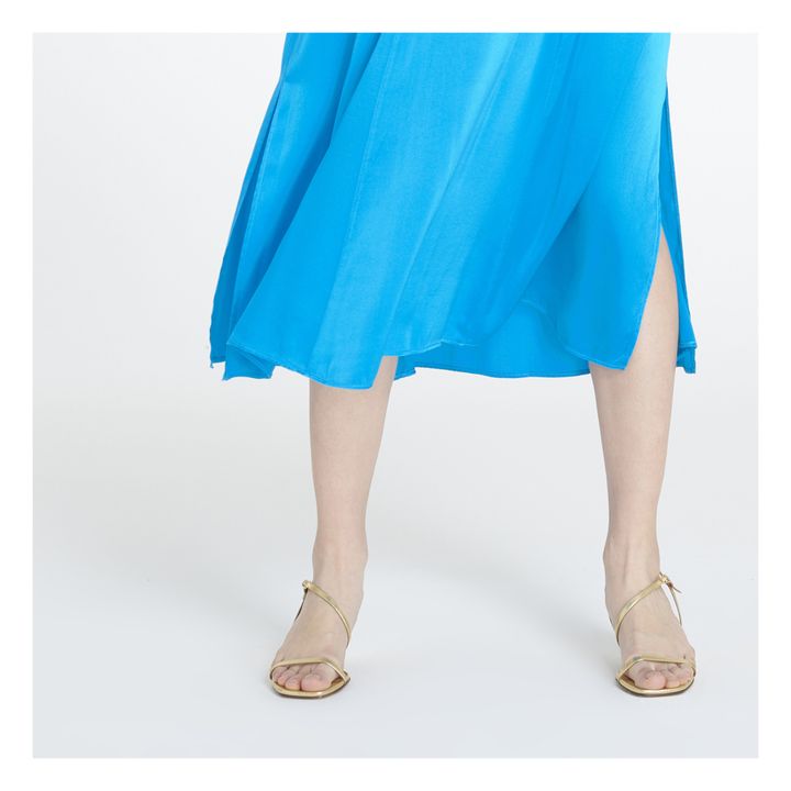 Elasticated Silk Satin Skirt | Blau- Produktbild Nr. 2