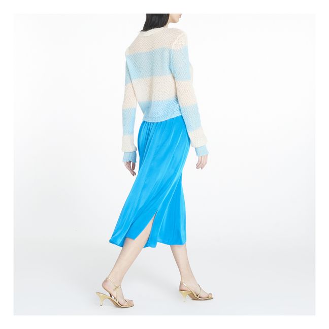 Falda elástica de satén de seda | Azul