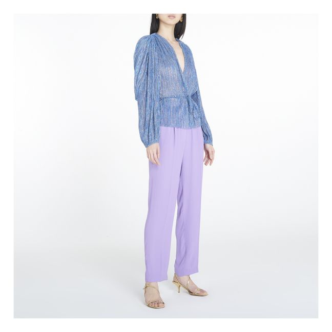 Blouse Croisée Métallisée | Bleu