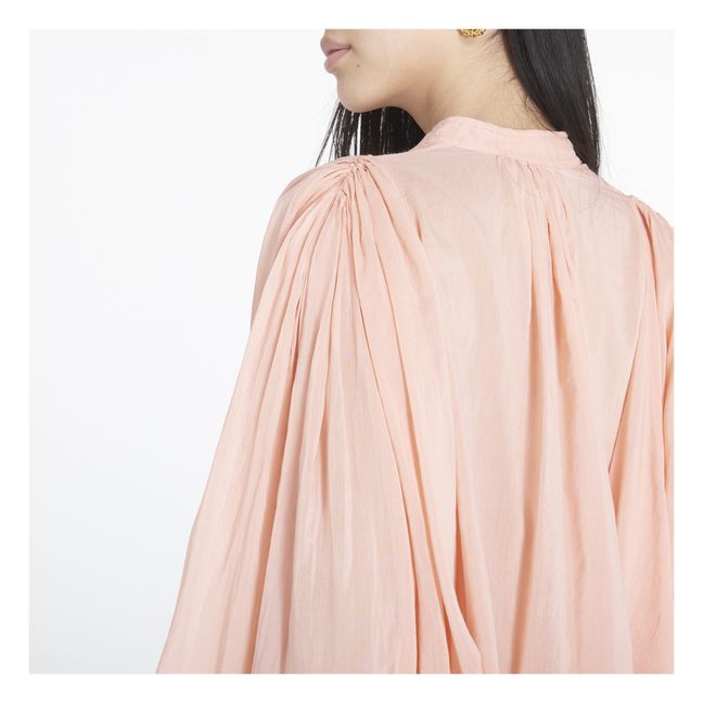 Puff Sleeve Cotton Voile & Silk Blouse | Rosa incarnato