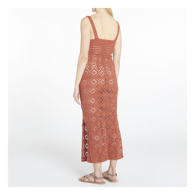 Edith Crochet Midi Dress | Terracotta