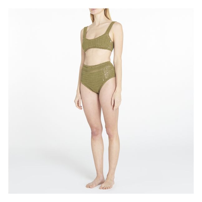 Bikinihose hohe Taille Essential gehäkelt | Grün