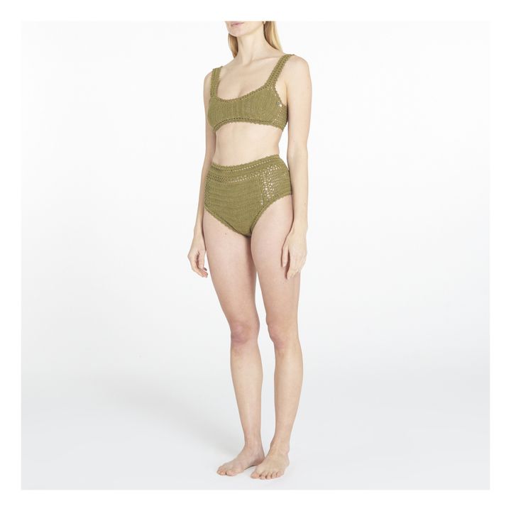 Parte inferior de bikini de ganchillo con cintura alta Essential | Verde- Imagen del producto n°1