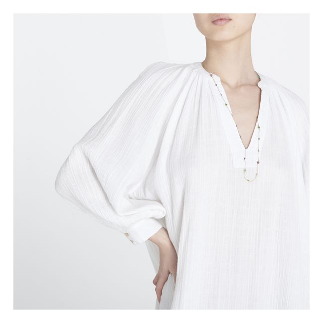 Kleid Jhula Maxi Gaze aus Bio-Baumwolle | Weiß