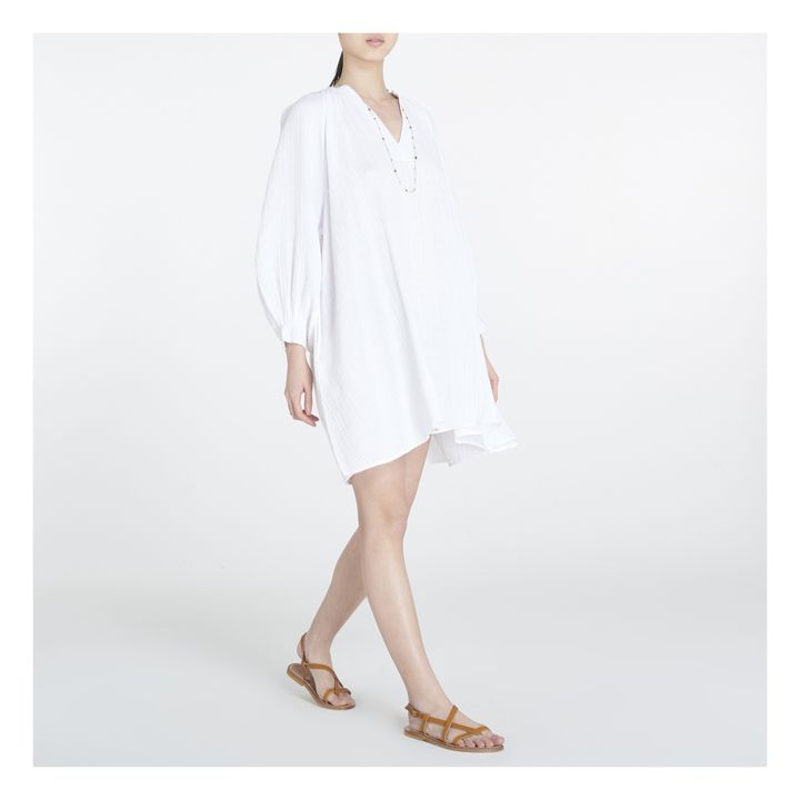 Jhula Organic Cotton Muslin Mini Dress | Bianco- Immagine del prodotto n°1