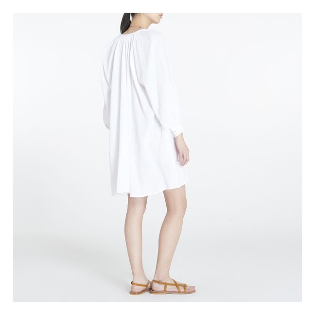 Vestido de doble gasa de algodón orgánico Jhula | Blanco