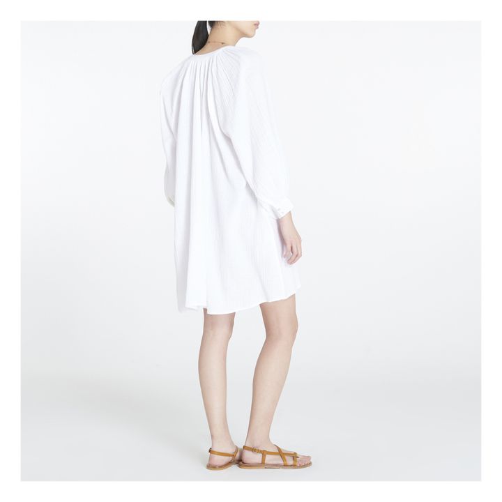 Jhula Organic Cotton Muslin Mini Dress | Blanco- Imagen del producto n°3