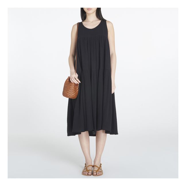 Kleid Geeta Bio-Baumwollgaze | Schwarz