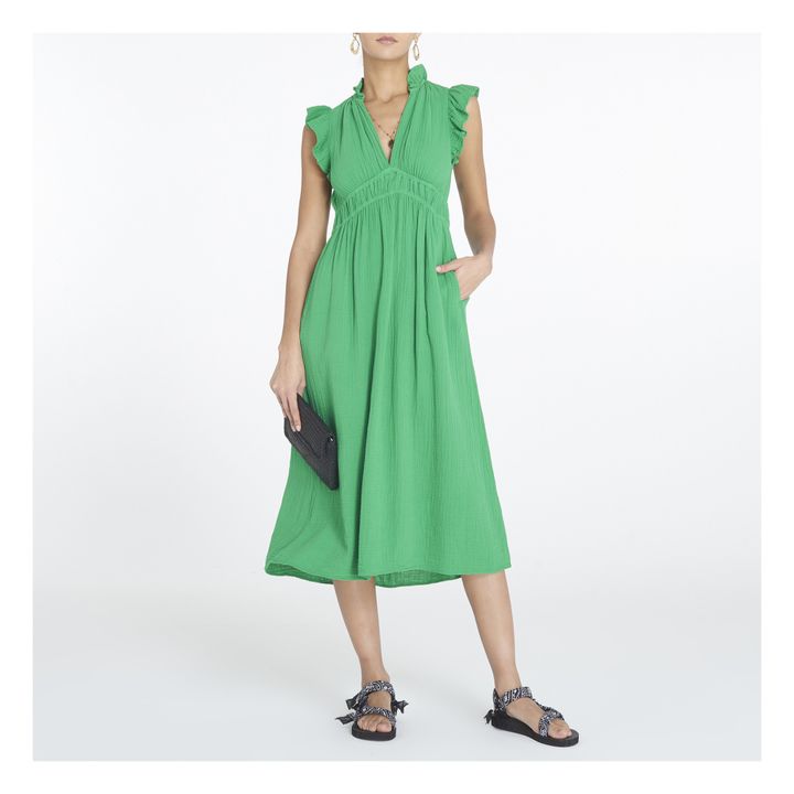 Kleid Peony Gaze aus Baumwolle | Grün- Produktbild Nr. 1