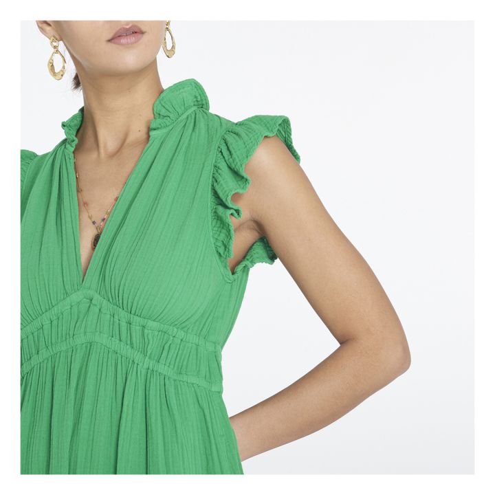Kleid Peony Gaze aus Baumwolle | Grün- Produktbild Nr. 2