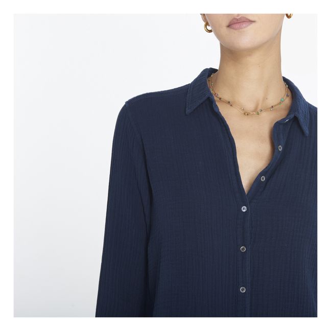 Camisa Scout gasa de algodón | Azul Noche