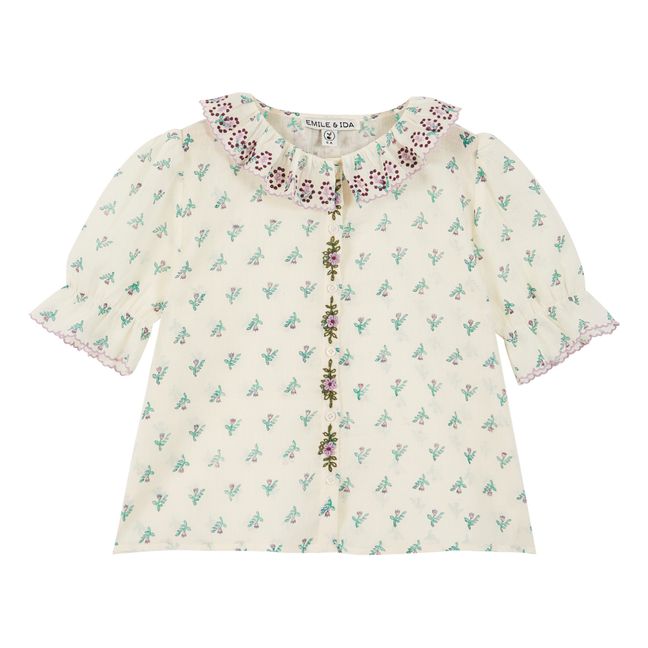 Blouse Brodée Fleurie | Ecru