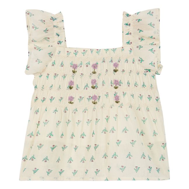 Blouse Brodée Fleur | Ecru