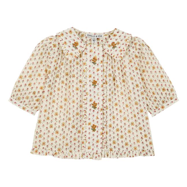 Blusa bordada de flores | Crudo