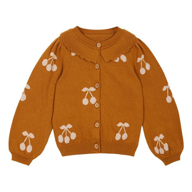 Cardigan Coton Bio Cerises | Caramel