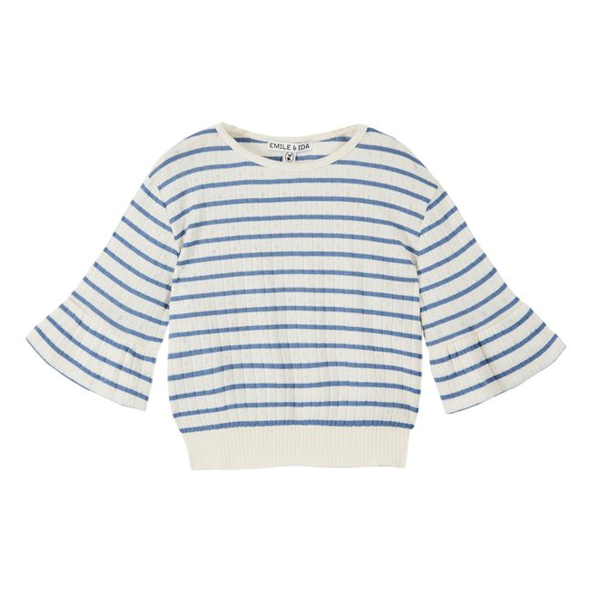 T-Shirt Pointelle Rayé | Navy