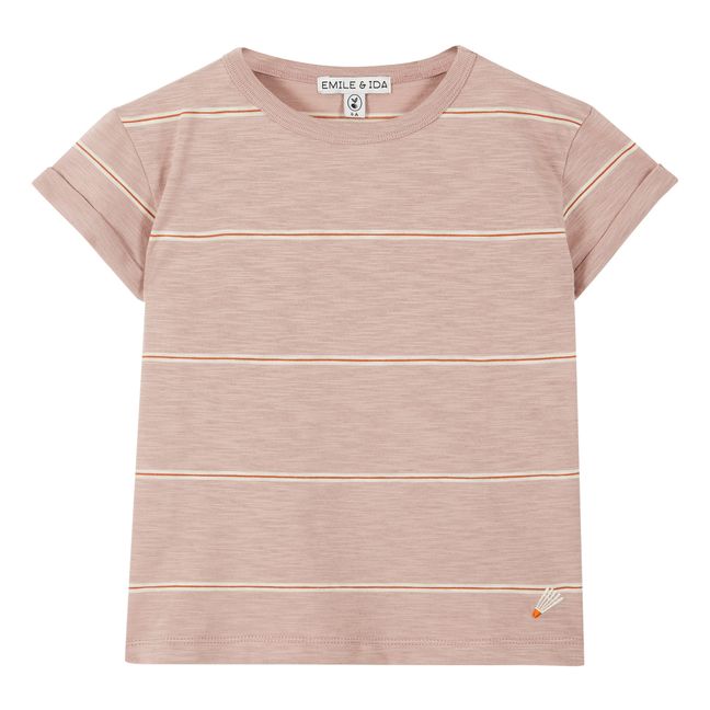 Organic Cotton Striped T-Shirt | Mauve