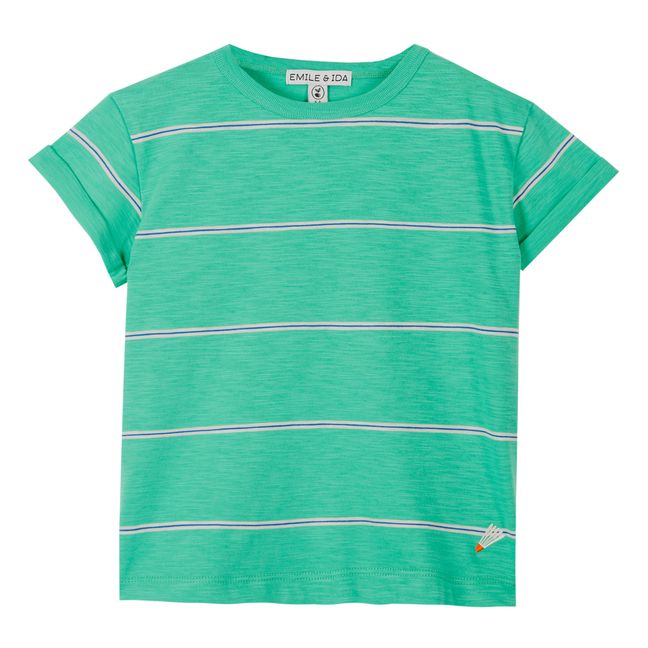 Organic Cotton Striped T-Shirt | Green