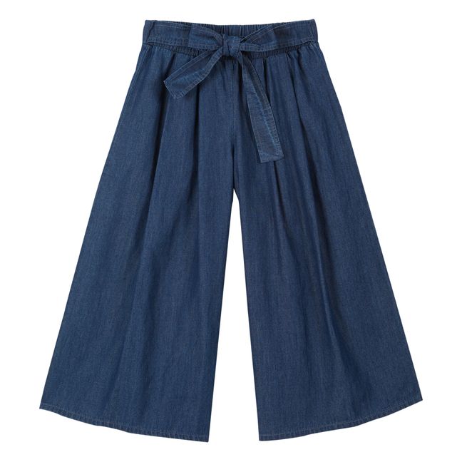 Pantalon Chambray Ceinturé | Bleu jean