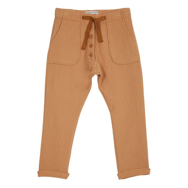Pantaloni in garza di cotone | Ocra