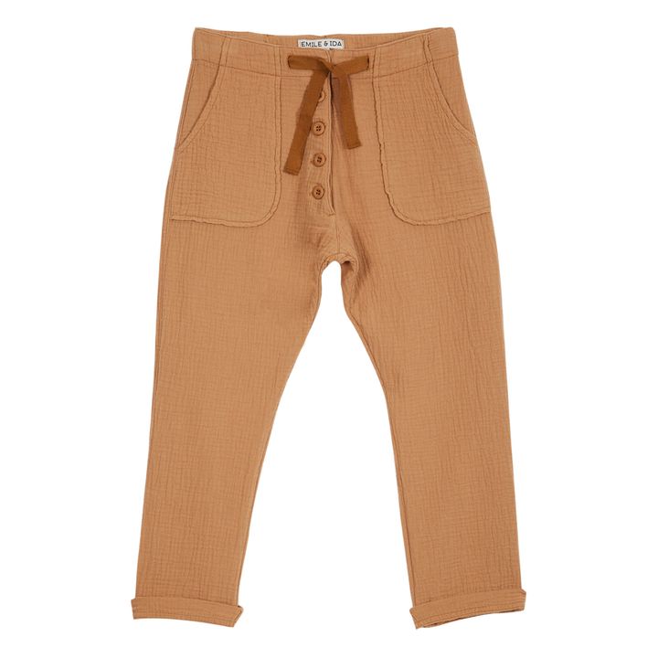 Cotton Muslin Trousers | Ocre- Imagen del producto n°0