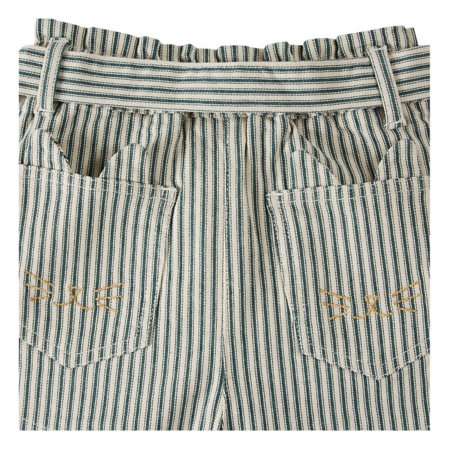 Short Rayures Ceinturé | Vert