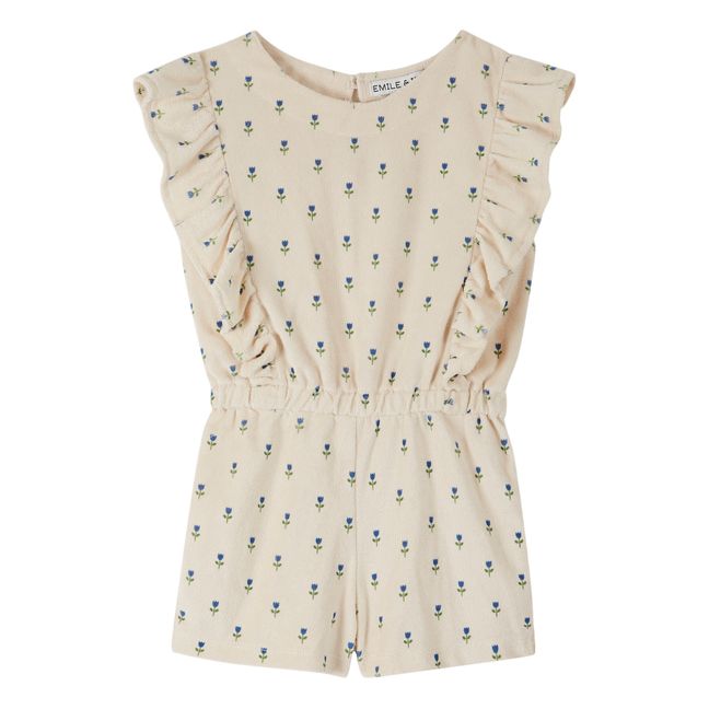 Playsuit Frottee Blumenmuster | Seidenfarben