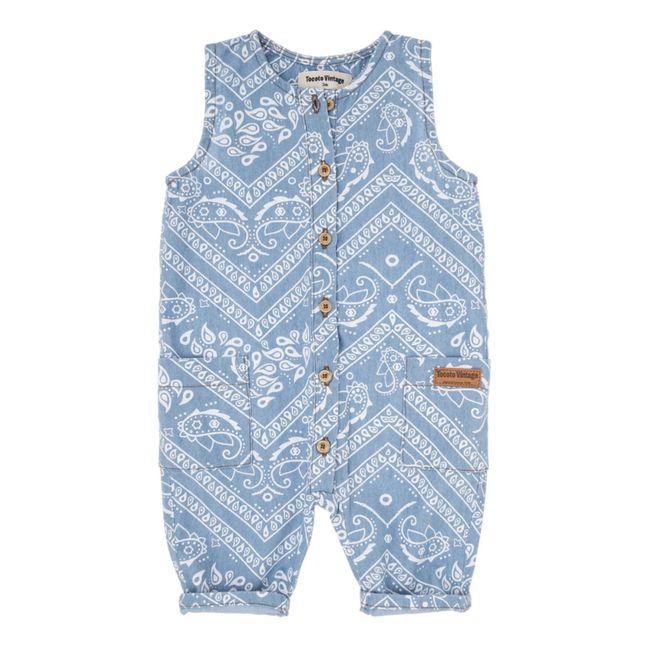 Chambray Printed Jumpsuit | Denim blue