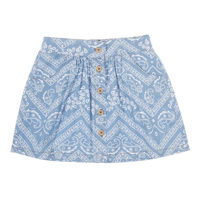 Jupe Chambray Imprimée | Bleu jean