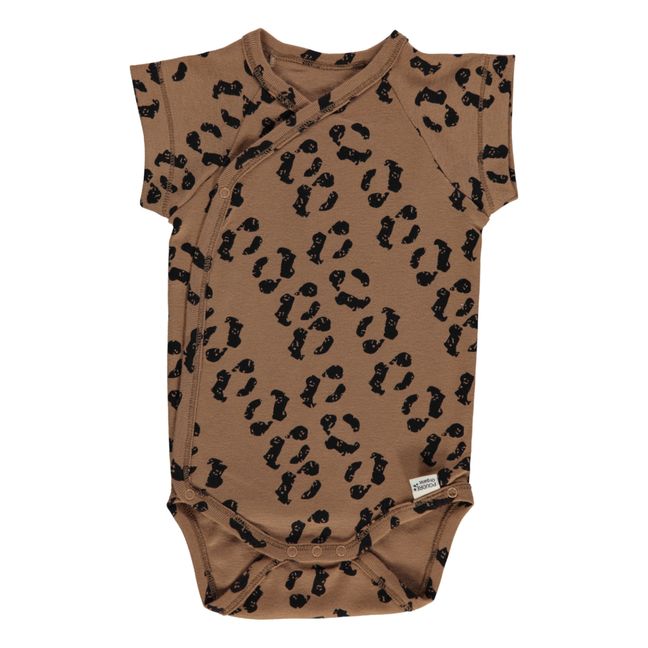 Lierre Short Sleeves Bodysuit with Leopard Print | Brown
