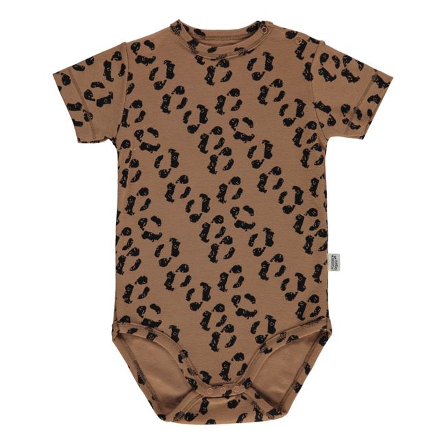 Aloes Short Sleeves Bodysuit with Leopard Print | Brown